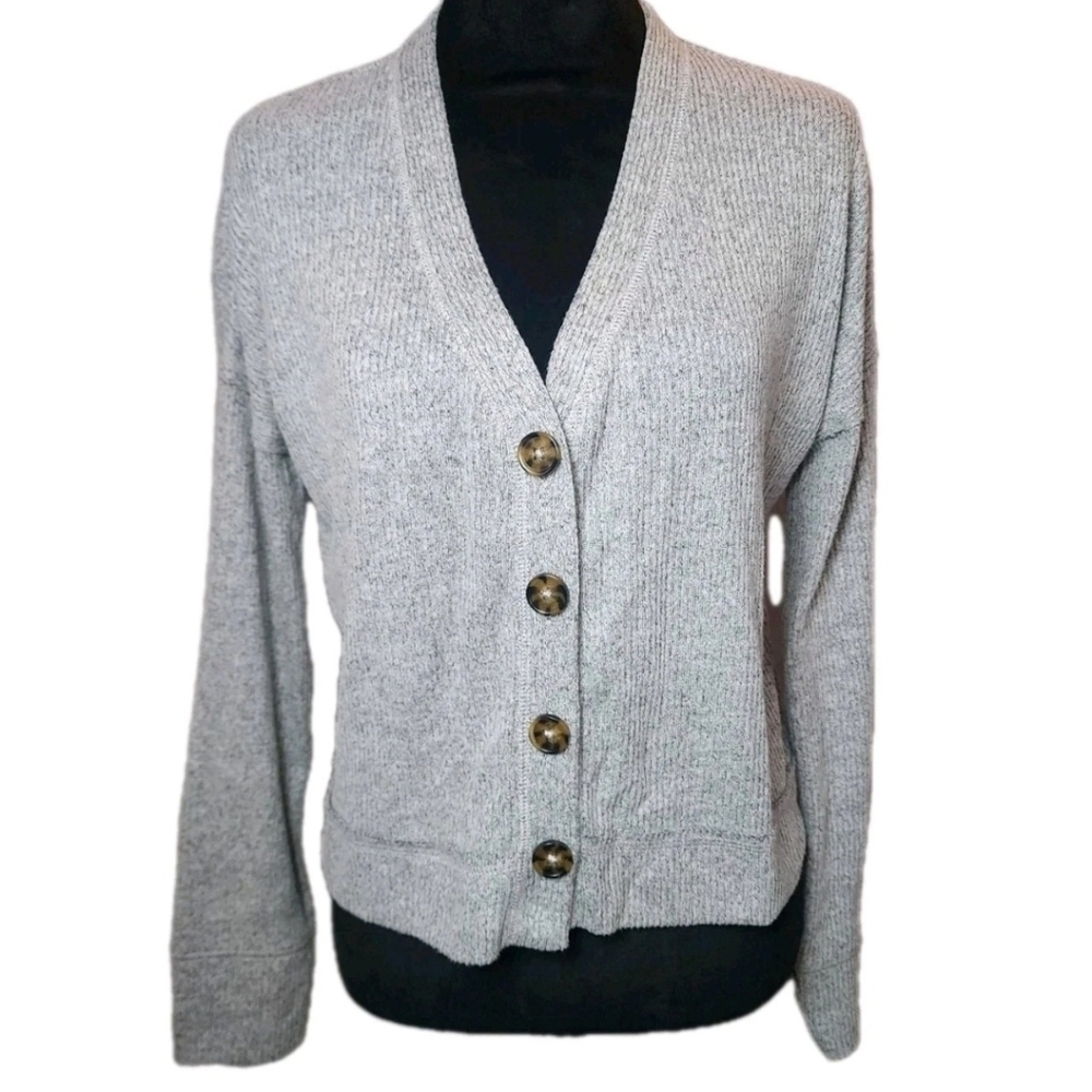 Altrd State Knit Button Cardigan Womens Size S  long sleeve gray cropped Layer